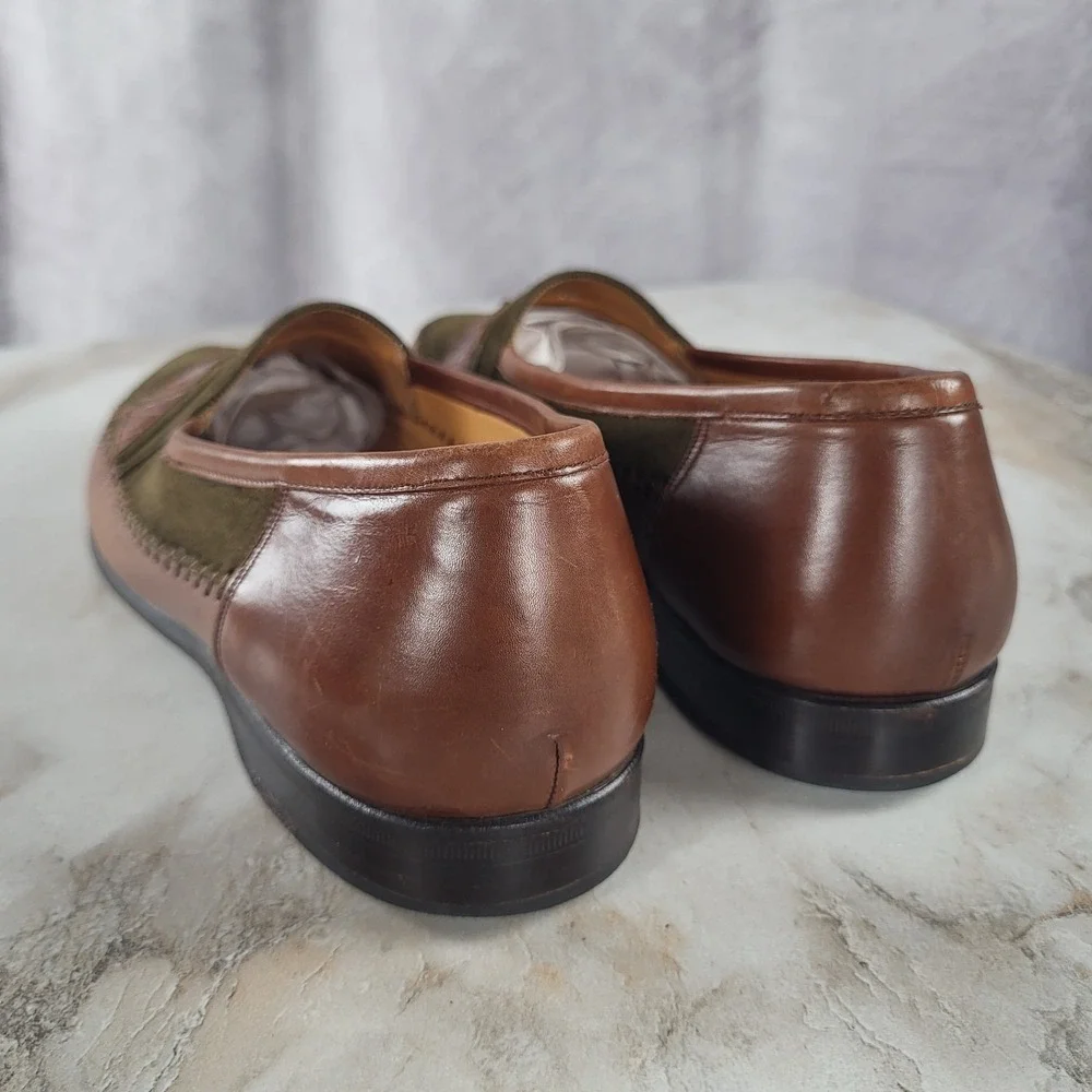 MEZLAN MORELLA Size 7 M Men's Suede Leather & Crocodile Loafers Olive